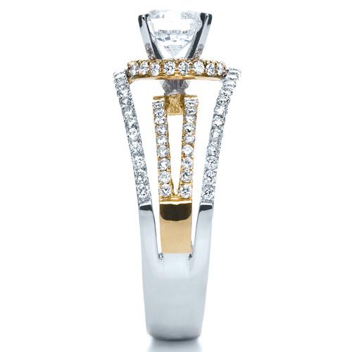 18K Gold And 18k Yellow Gold 18K Gold And 18k Yellow Gold White and Diamond Ring - Vanna K - Side View - 1034