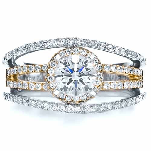 18K Gold And 18k Yellow Gold 18K Gold And 18k Yellow Gold White and Diamond Ring - Vanna K - Top View - 1034