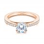 14k Rose Gold 14k Rose Gold 5-leaf Motif Custom Engagement Ring - Flat View -  105825 - Thumbnail