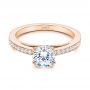 14k Rose Gold 14k Rose Gold 5-leaf Motif Custom Engagement Ring - Flat View -  105825 - Thumbnail