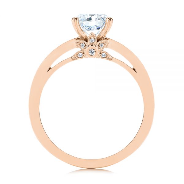 14k Rose Gold 14k Rose Gold 5-leaf Motif Custom Engagement Ring - Front View -  105825