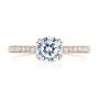 18k Rose Gold 18k Rose Gold 5-leaf Motif Custom Engagement Ring - Top View -  105825 - Thumbnail