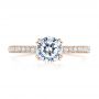 14k Rose Gold 14k Rose Gold 5-leaf Motif Custom Engagement Ring - Top View -  105825 - Thumbnail