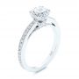 18k White Gold 5-leaf Motif Custom Engagement Ring - Three-Quarter View -  105825 - Thumbnail