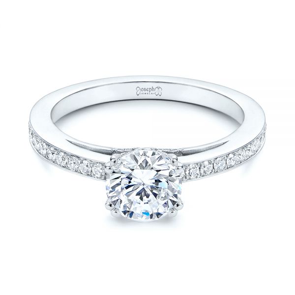  Platinum Platinum 5-leaf Motif Custom Engagement Ring - Flat View -  105825