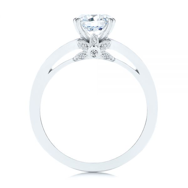 14k White Gold 14k White Gold 5-leaf Motif Custom Engagement Ring - Front View -  105825