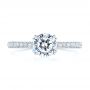 18k White Gold 5-leaf Motif Custom Engagement Ring - Top View -  105825 - Thumbnail