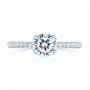 14k White Gold 14k White Gold 5-leaf Motif Custom Engagement Ring - Top View -  105825 - Thumbnail