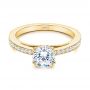 18k Yellow Gold 18k Yellow Gold 5-leaf Motif Custom Engagement Ring - Flat View -  105825 - Thumbnail