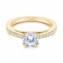 18k Yellow Gold 18k Yellow Gold 5-leaf Motif Custom Engagement Ring - Flat View -  105825 - Thumbnail