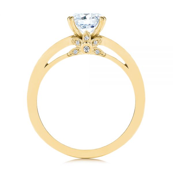 14k Yellow Gold 14k Yellow Gold 5-leaf Motif Custom Engagement Ring - Front View -  105825