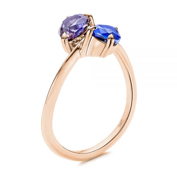 14k Rose Gold 14k Rose Gold Alexandrite And Blue Sapphire Ring - Three-Quarter View -  106636