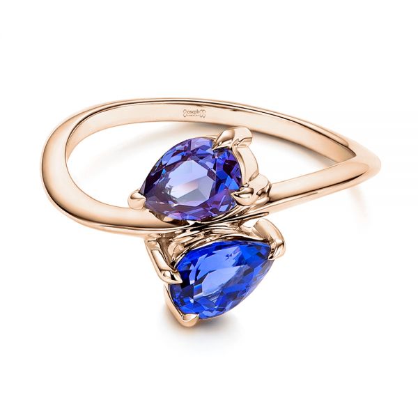 14k Rose Gold 14k Rose Gold Alexandrite And Blue Sapphire Ring - Flat View - 106636