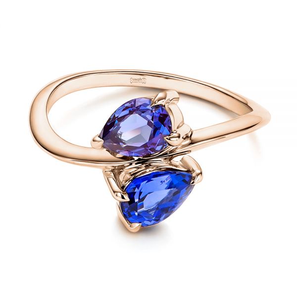 18k Rose Gold 18k Rose Gold Alexandrite And Blue Sapphire Ring - Flat View -  106636