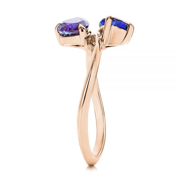 18k Rose Gold 18k Rose Gold Alexandrite And Blue Sapphire Ring - Side View -  106636