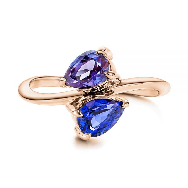 14k Rose Gold 14k Rose Gold Alexandrite And Blue Sapphire Ring - Top View - 106636