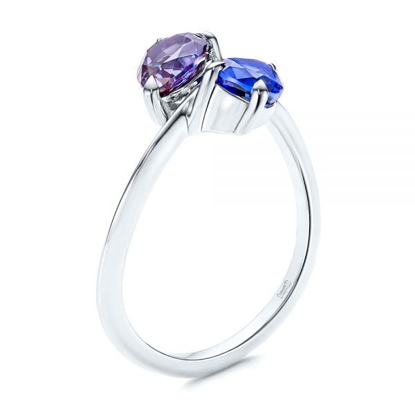  Platinum Platinum Alexandrite And Blue Sapphire Ring - Three-Quarter View -  106636