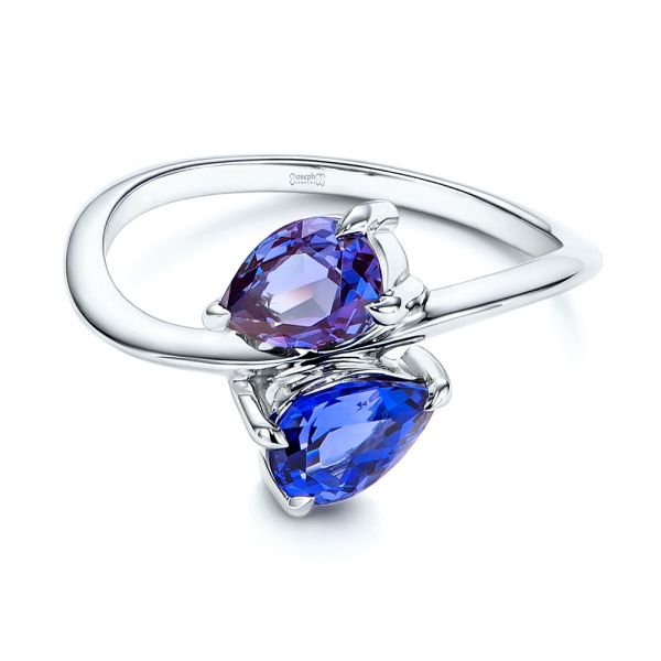 14k White Gold 14k White Gold Alexandrite And Blue Sapphire Ring - Flat View -  106636