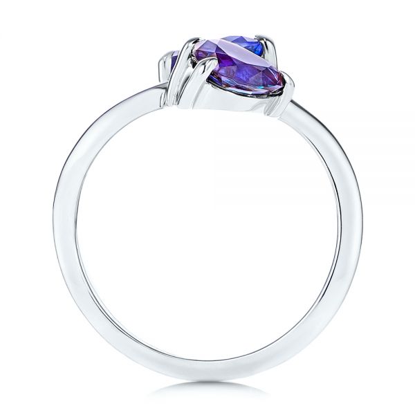 14k White Gold 14k White Gold Alexandrite And Blue Sapphire Ring - Front View - 106636
