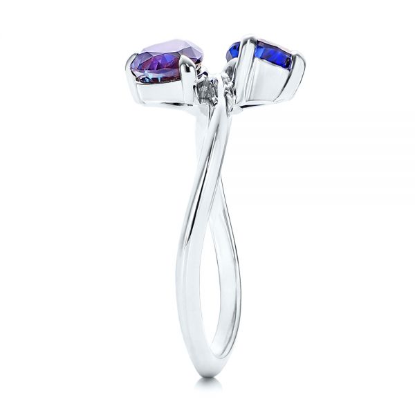 14k White Gold 14k White Gold Alexandrite And Blue Sapphire Ring - Side View -  106636