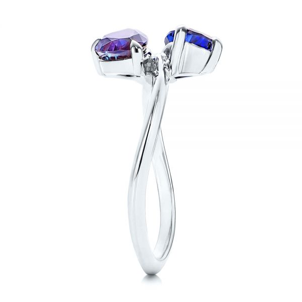 14k White Gold 14k White Gold Alexandrite And Blue Sapphire Ring - Side View - 106636