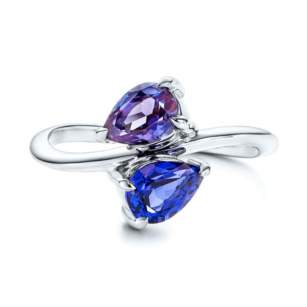 14k White Gold 14k White Gold Alexandrite And Blue Sapphire Ring - Top View - 106636