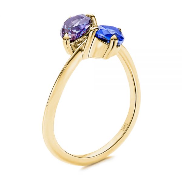 14k Yellow Gold 14k Yellow Gold Alexandrite And Blue Sapphire Ring - Three-Quarter View -  106636