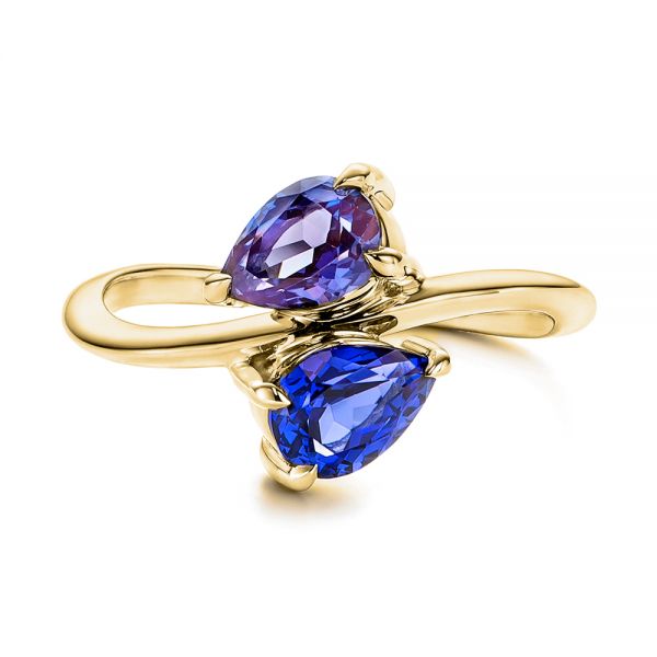 18k Yellow Gold 18k Yellow Gold Alexandrite And Blue Sapphire Ring - Top View -  106636