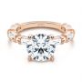 14k Rose Gold 14k Rose Gold Alternating Round And Baguette Diamond Engagement Ring - Flat View -  107219 - Thumbnail