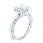 18k White Gold 18k White Gold Alternating Round And Baguette Diamond Engagement Ring - Three-Quarter View -  107219 - Thumbnail