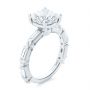 14k White Gold 14k White Gold Alternating Round And Baguette Diamond Engagement Ring - Three-Quarter View -  107219 - Thumbnail