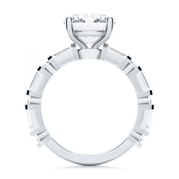 Platinum Platinum Alternating Round And Baguette Diamond Engagement Ring - Front View - 107219