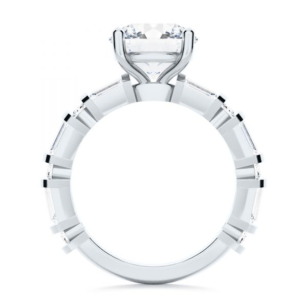  Platinum Platinum Alternating Round And Baguette Diamond Engagement Ring - Front View -  107219