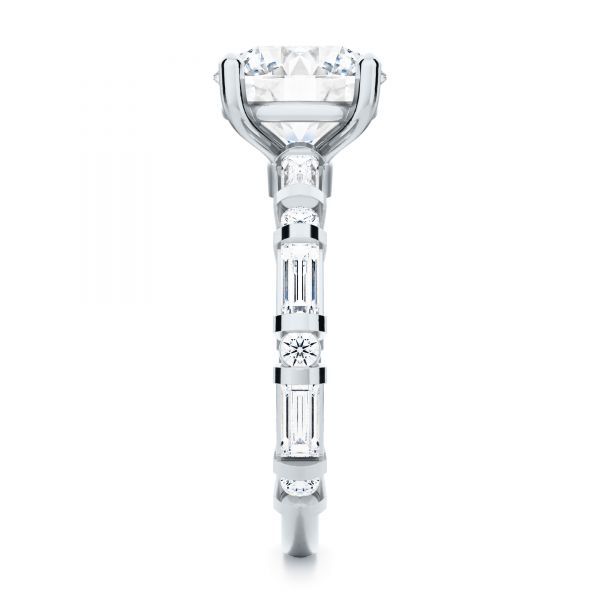 Platinum Platinum Alternating Round And Baguette Diamond Engagement Ring - Side View - 107219