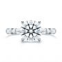 18k White Gold 18k White Gold Alternating Round And Baguette Diamond Engagement Ring - Top View -  107219 - Thumbnail