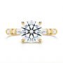 14k Yellow Gold Alternating Round And Baguette Diamond Engagement Ring - Top View -  107219 - Thumbnail