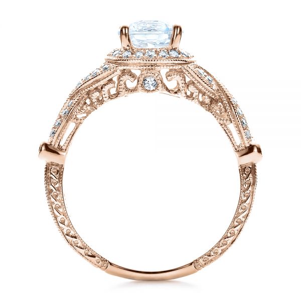 18k Rose Gold 18k Rose Gold Antique Criss-cross Shank Engagement Ring - Vanna K - Front View -  100072