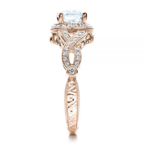 18k Rose Gold 18k Rose Gold Antique Criss-cross Shank Engagement Ring - Vanna K - Side View -  100072