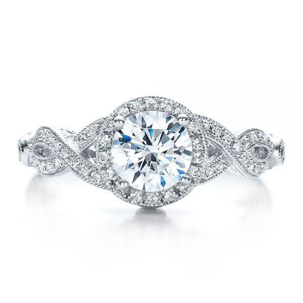  Platinum Platinum Antique Criss-cross Shank Engagement Ring - Vanna K - Top View -  100072