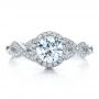 18k White Gold Antique Criss-cross Shank Engagement Ring - Vanna K - Top View -  100072 - Thumbnail