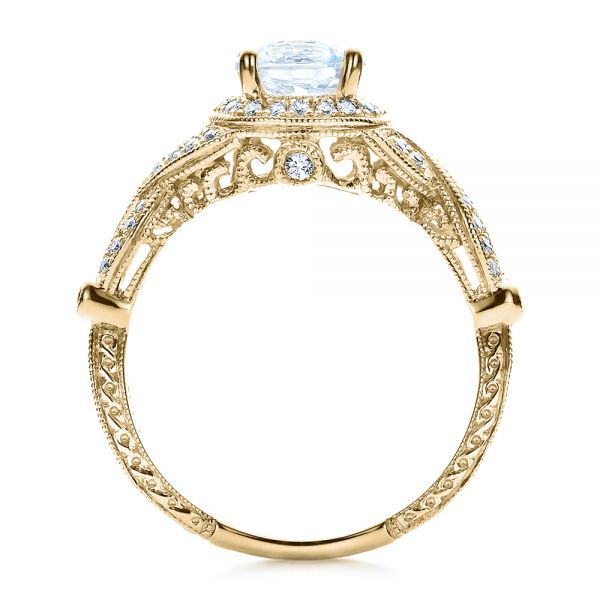 18k Yellow Gold 18k Yellow Gold Antique Criss-cross Shank Engagement Ring - Vanna K - Front View -  100072