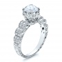  18K Gold Antique Double Pave Hand Engraved Engagement Ring - Vanna K - Three-Quarter View -  100055 - Thumbnail