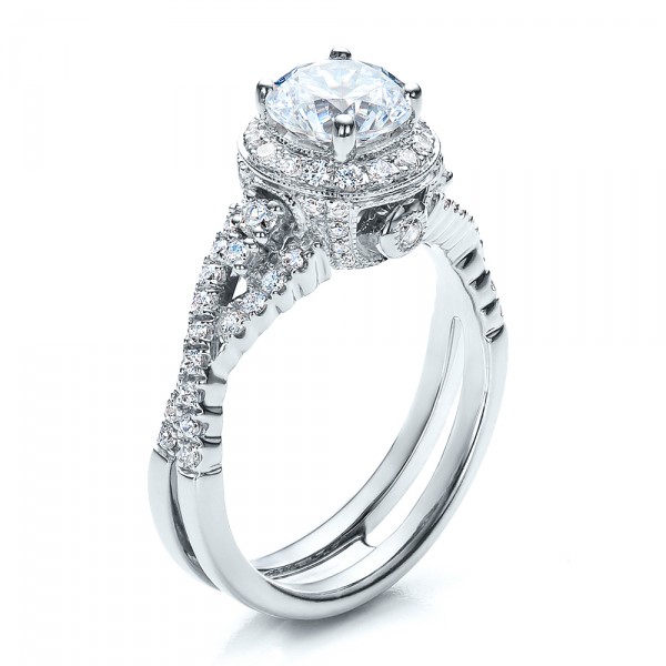 78ctw Vintage Style Round Halo Diamond Engagement Ring