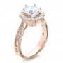 18k Rose Gold 18k Rose Gold Antique Hand Engraved Engagement Ring - Vanna K - Three-Quarter View -  100040 - Thumbnail
