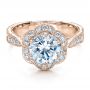 14k Rose Gold 14k Rose Gold Antique Hand Engraved Engagement Ring - Vanna K - Flat View -  100040 - Thumbnail