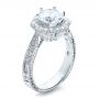 18k White Gold Antique Hand Engraved Engagement Ring - Vanna K - Three-Quarter View -  100040 - Thumbnail