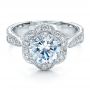  Platinum Platinum Antique Hand Engraved Engagement Ring - Vanna K - Flat View -  100040 - Thumbnail