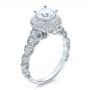18k White Gold Antique Milgrain Engagement Ring - Vanna K - Three-Quarter View -  100060 - Thumbnail