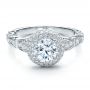 18k White Gold Antique Milgrain Engagement Ring - Vanna K - Flat View -  100060 - Thumbnail