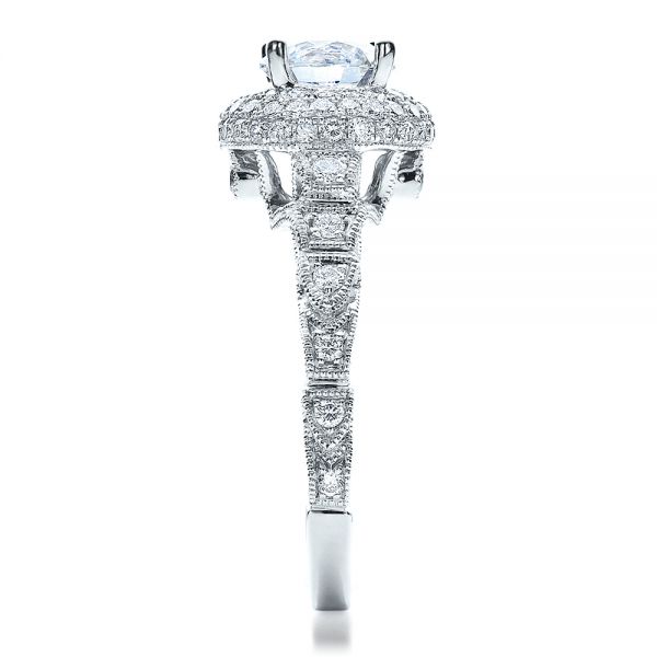  Platinum Platinum Antique Milgrain Engagement Ring - Vanna K - Side View -  100060